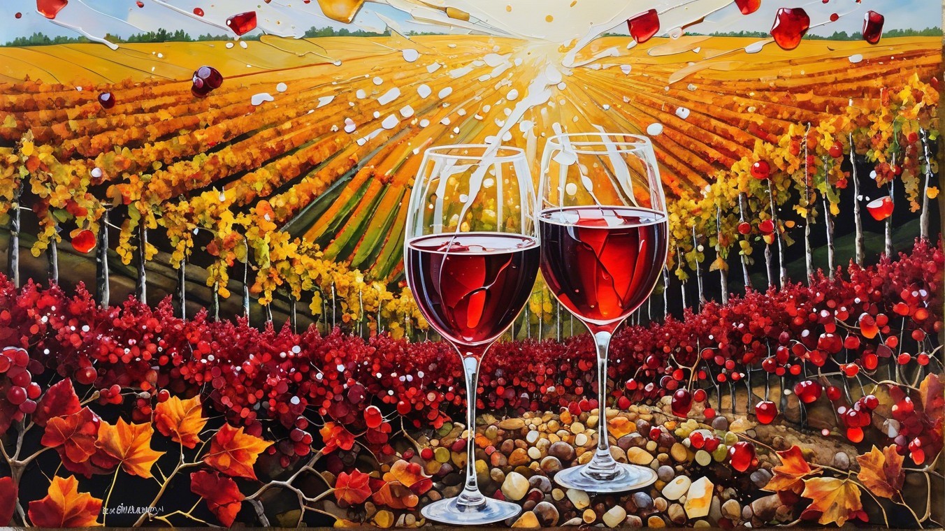 Elegant Red Wine Glasses in Vineyard Celebration