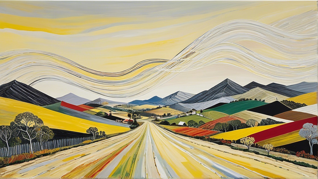 Vibrant Landscape with Rolling Hills and Winding Road