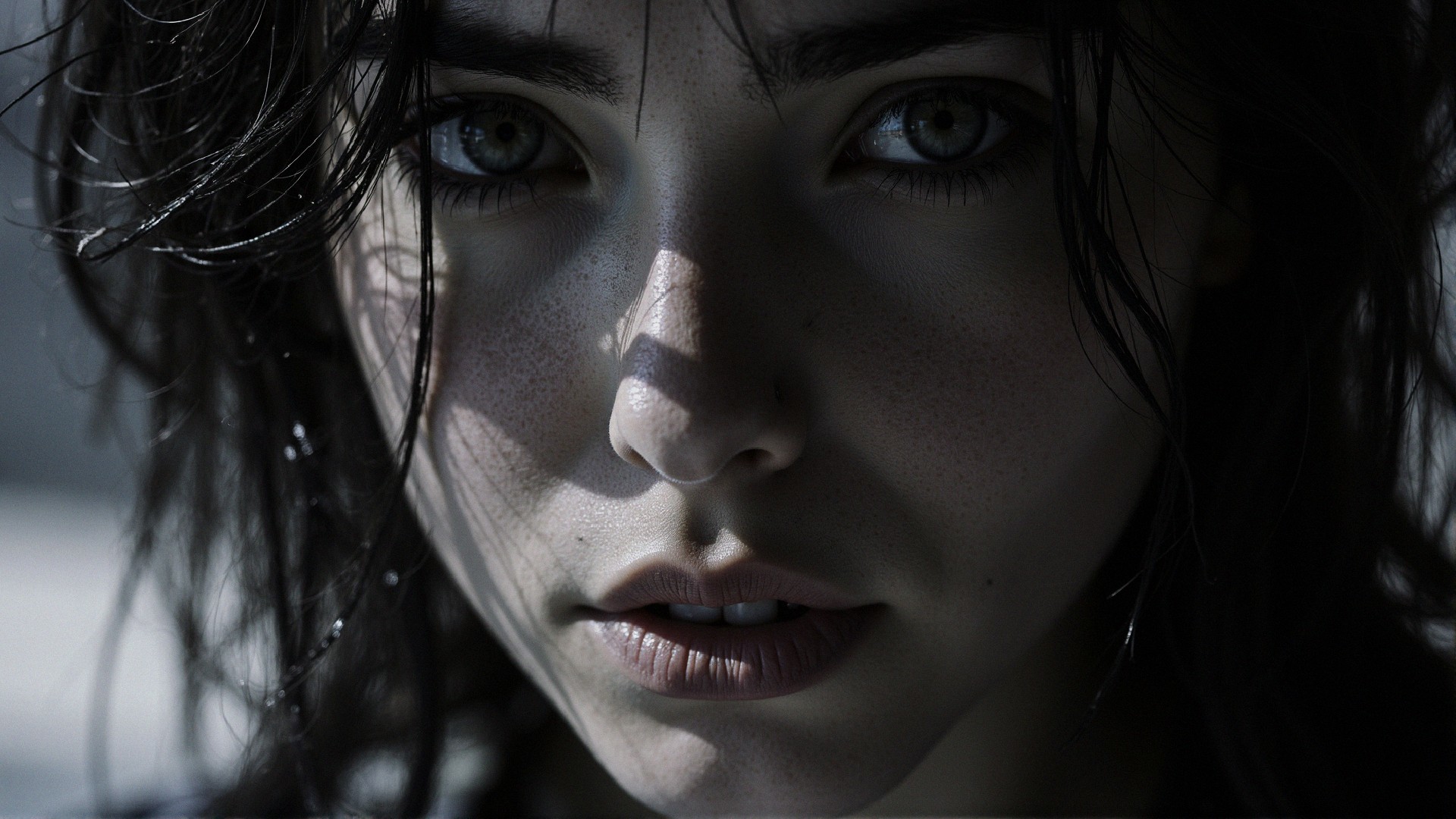 Close-up Portrait of a Young Woman's Expressive Face