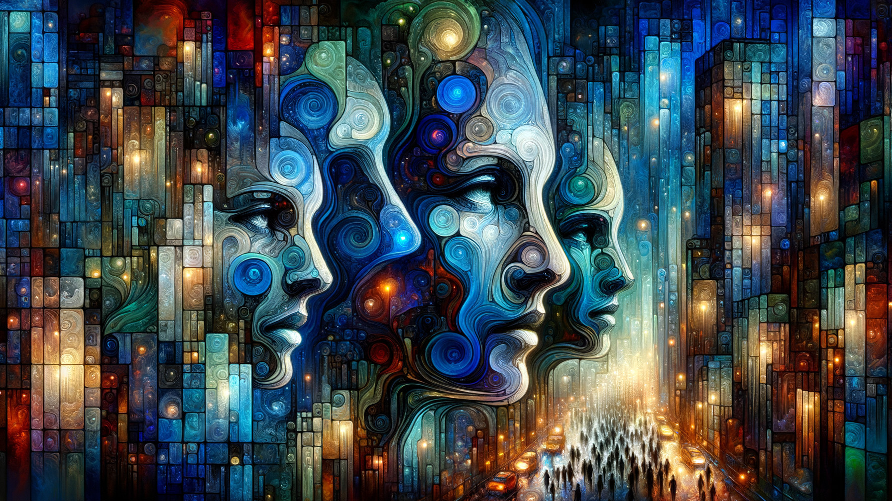 Vibrant Abstract Faces with Colorful Geometric Patterns