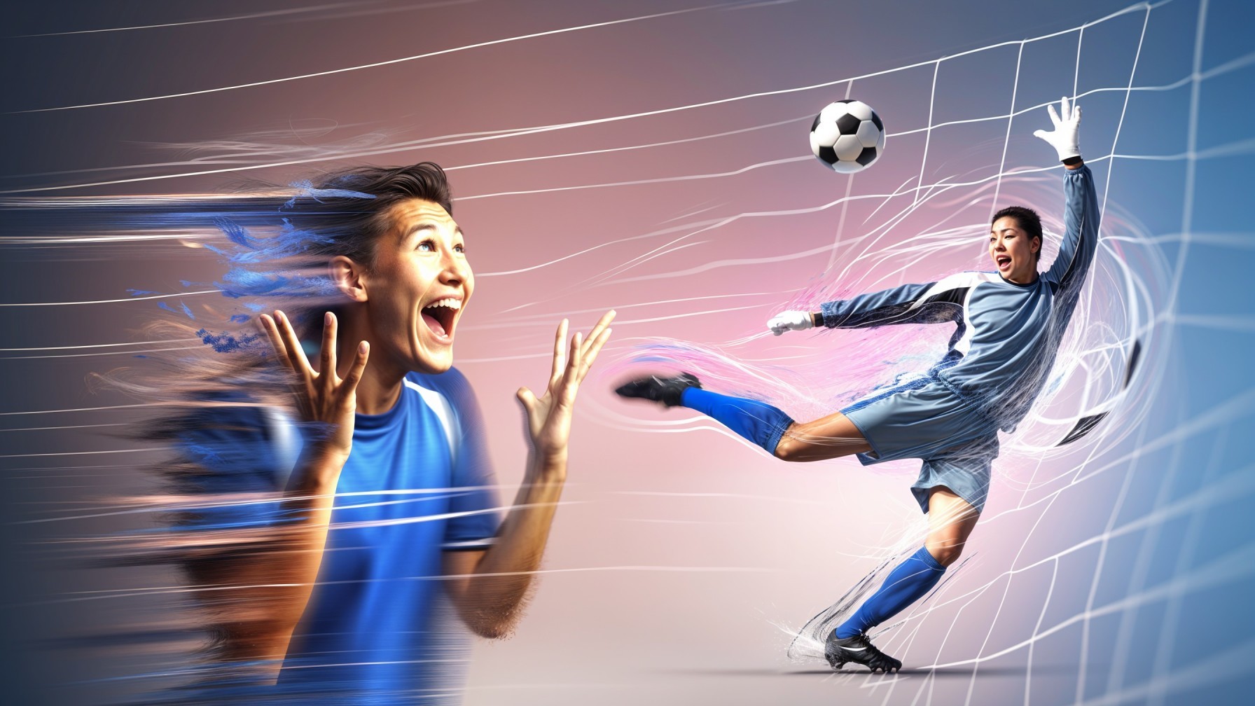 Dynamic Soccer Scene with Goalkeeper's Powerful Save