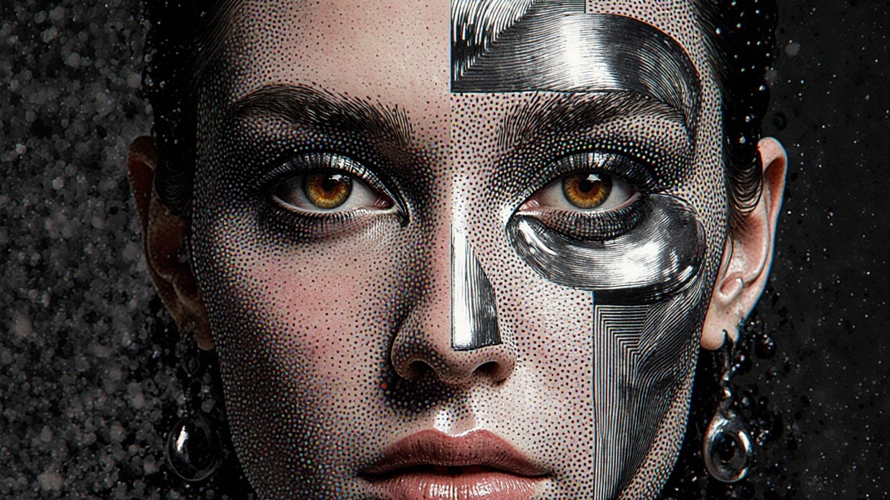 Portrait of a Woman with Graphic Design Overlay