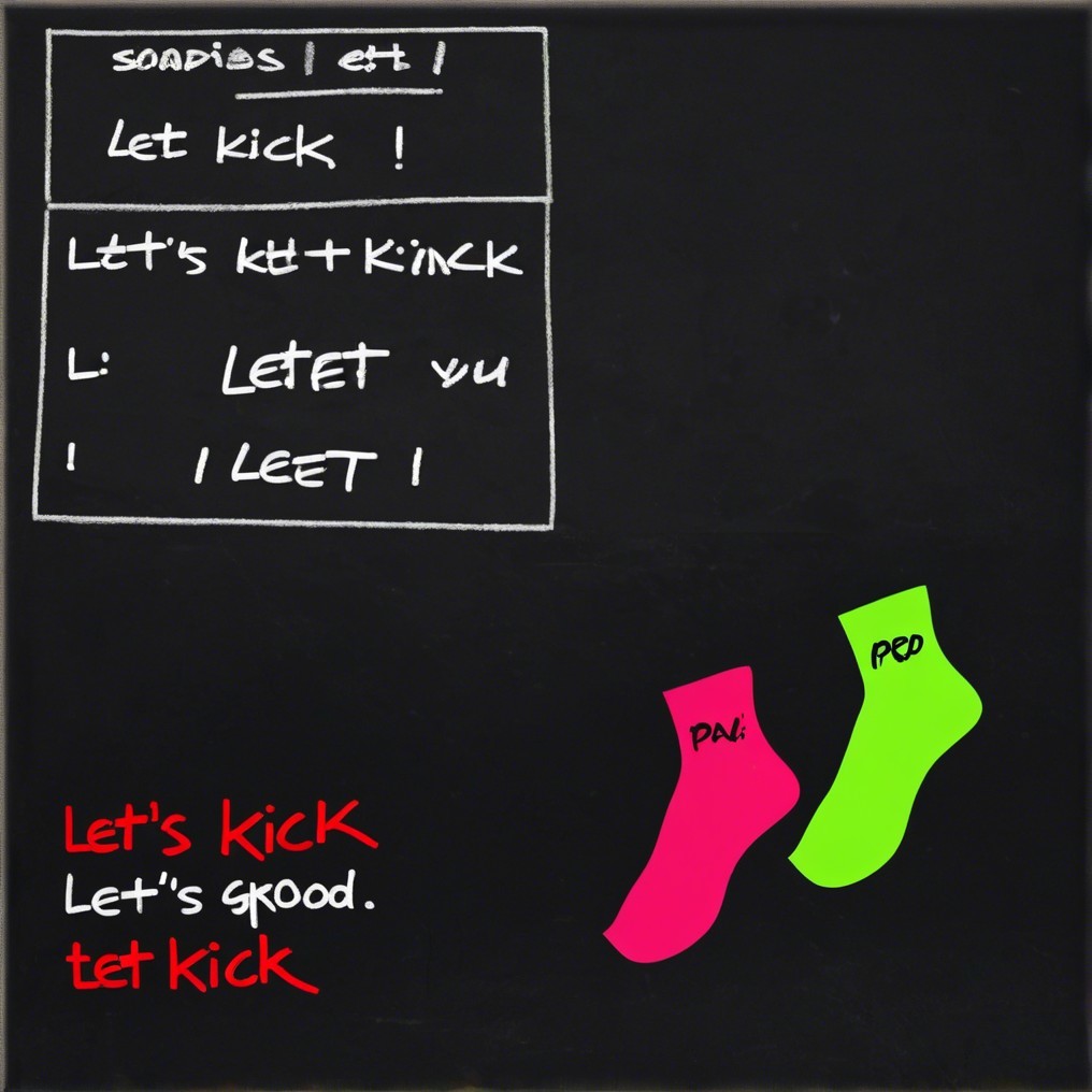 Chalkboard Design with Colorful Socks and Playful Text
