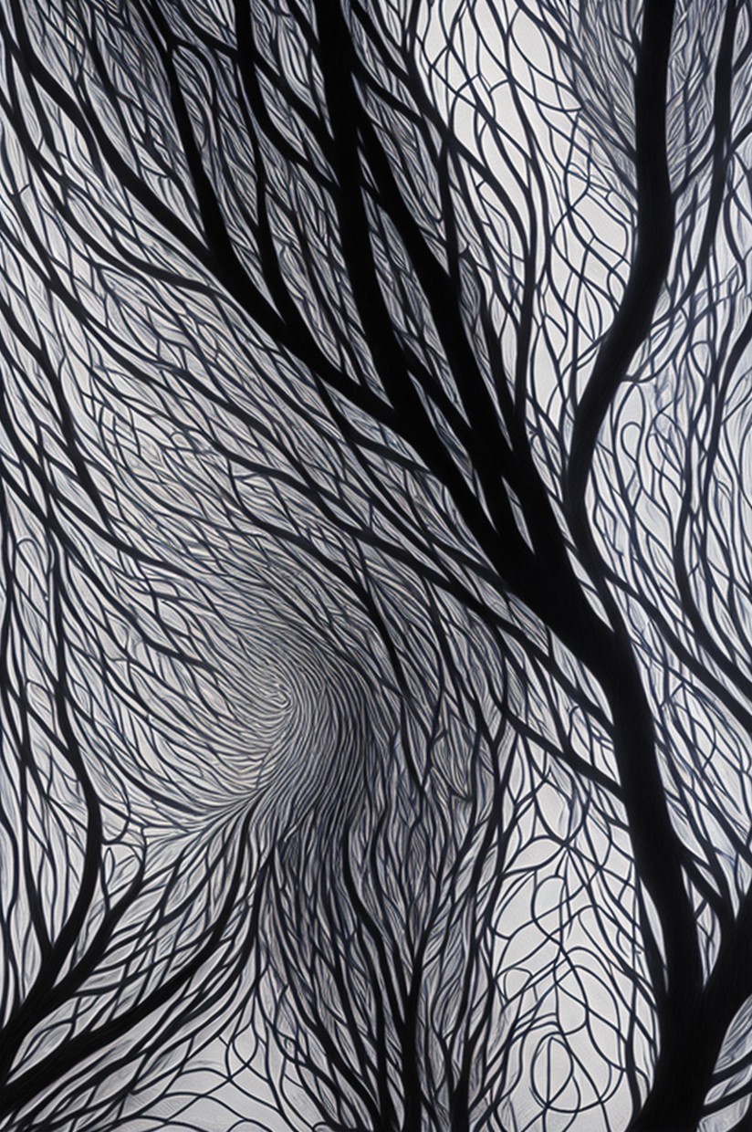 Abstract Design of Intricate Black Tree Branches