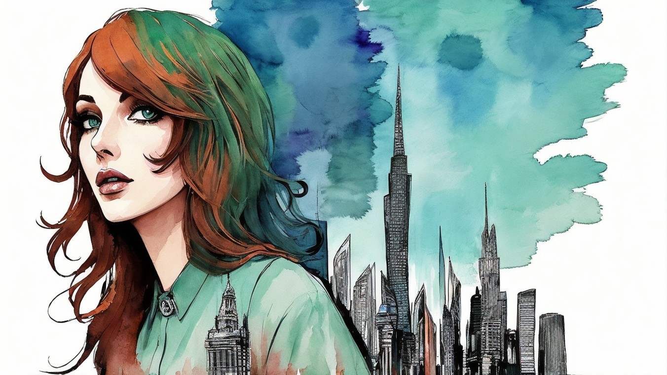 Illustration of a woman with vibrant orange and green hair