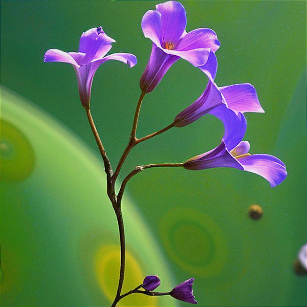 Delicate Purple Flower Branch on Soft Green Background