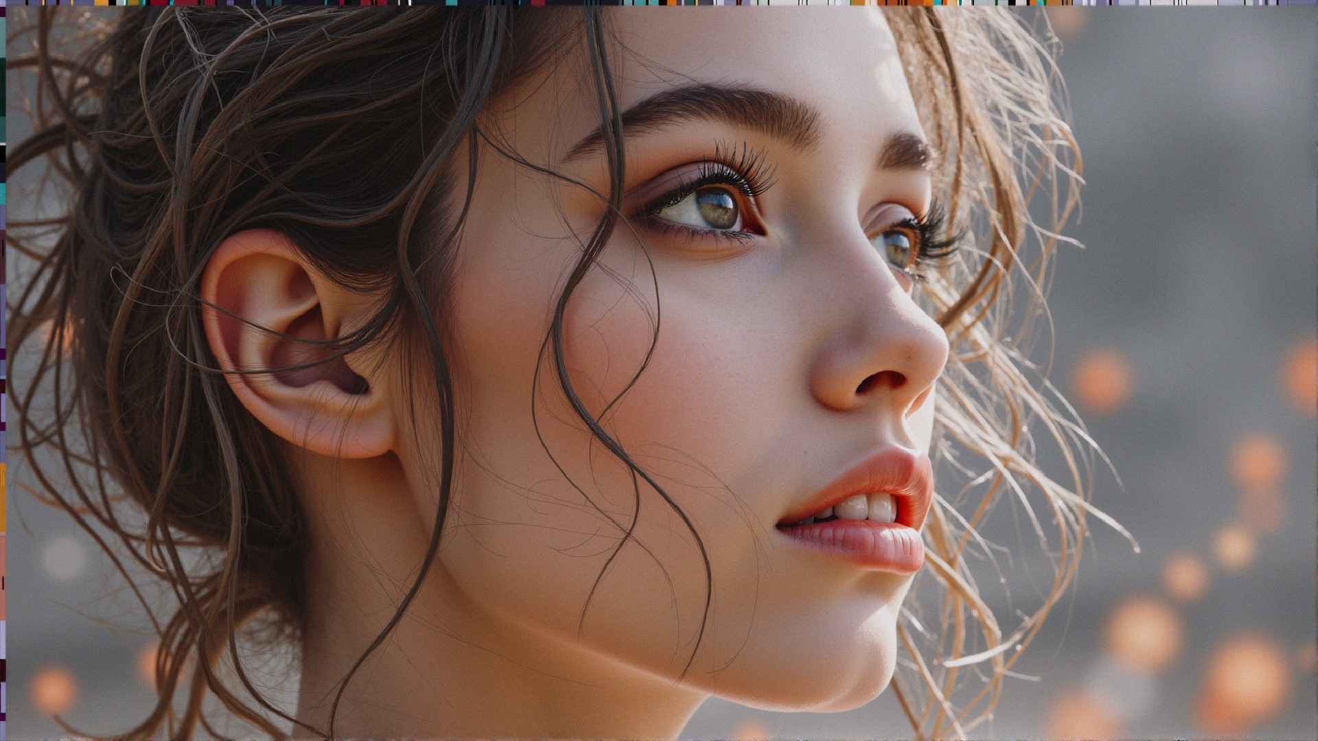 Close-Up Portrait of a Young Woman with Natural Makeup