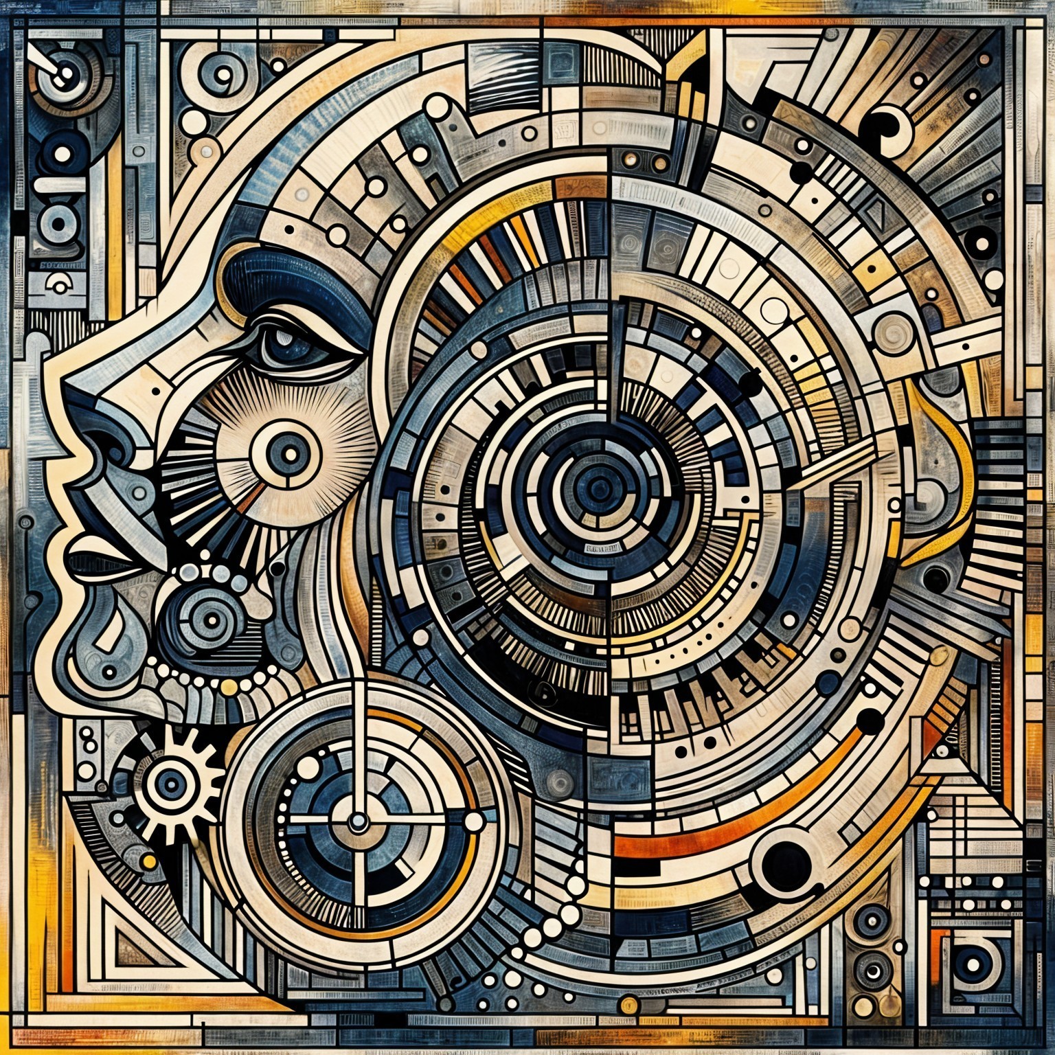 Abstract Composition of Geometric Shapes and Patterns