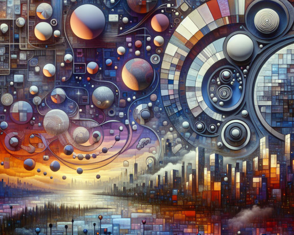 Vibrant Abstract Landscape with Geometric Shapes