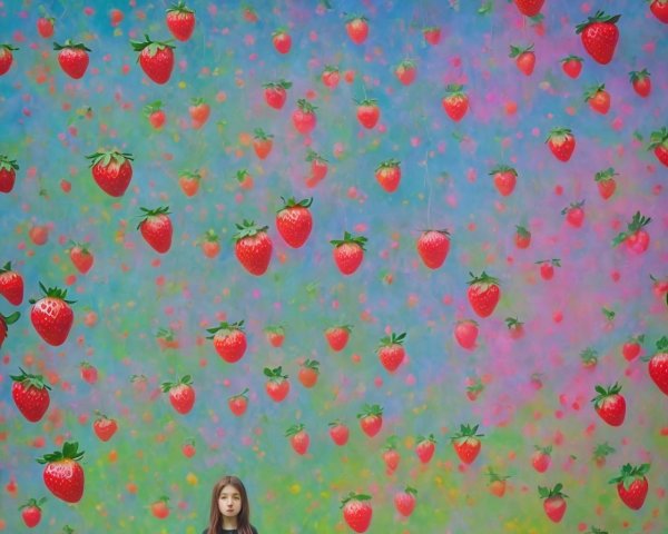 Digital Painting of a Girl in a Strawberry Field