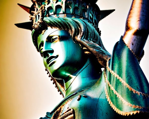 Close-up of the Statue of Liberty's Details and Patina
