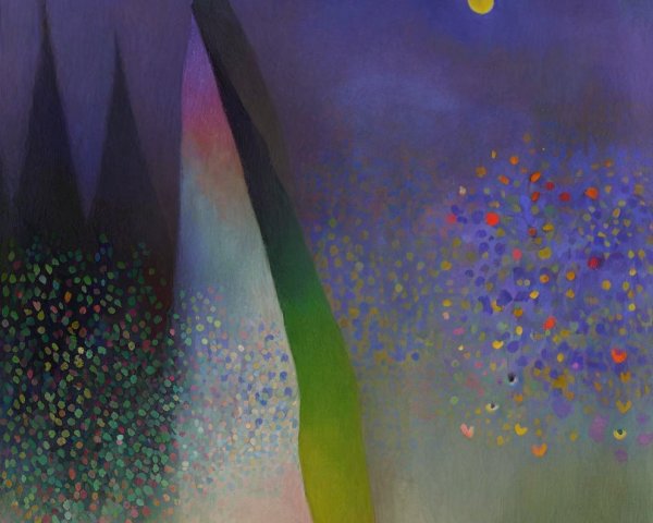 Dreamlike Landscape with Abstract Shapes and Colors