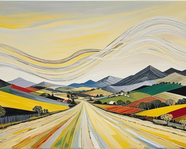 Vibrant Landscape with Rolling Hills and Winding Road