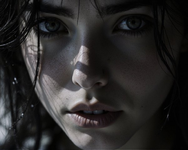 Close-up Portrait of a Young Woman's Expressive Face