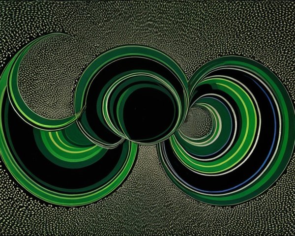 Abstract Design of Swirling Shapes in Green and Black