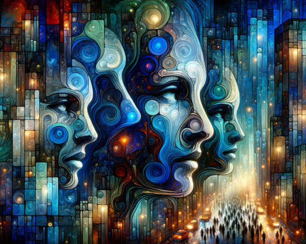 Vibrant Abstract Faces with Colorful Geometric Patterns