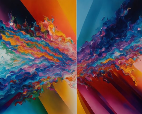 Abstract Artwork with Vibrant Color Swirls and Lines