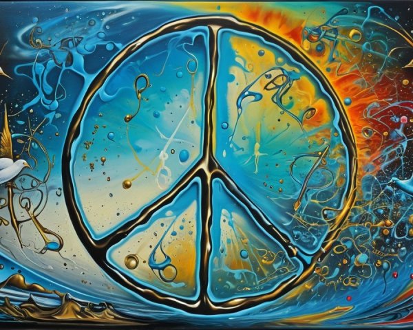 Vibrant Peace Symbol Surrounded by Colorful Elements