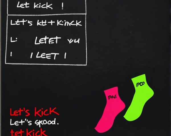 Chalkboard Design with Colorful Socks and Playful Text