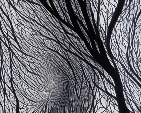 Abstract Design of Intricate Black Tree Branches