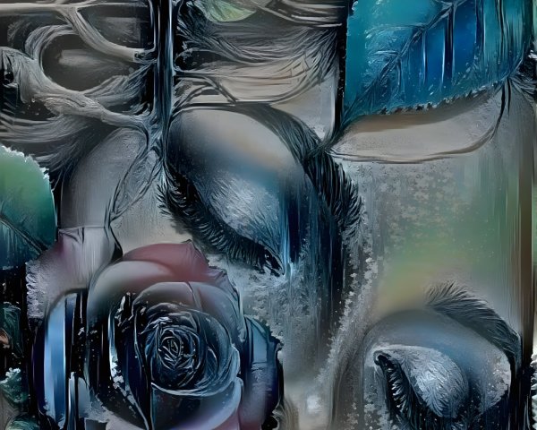 Abstract Artwork of Human Faces and Nature Elements