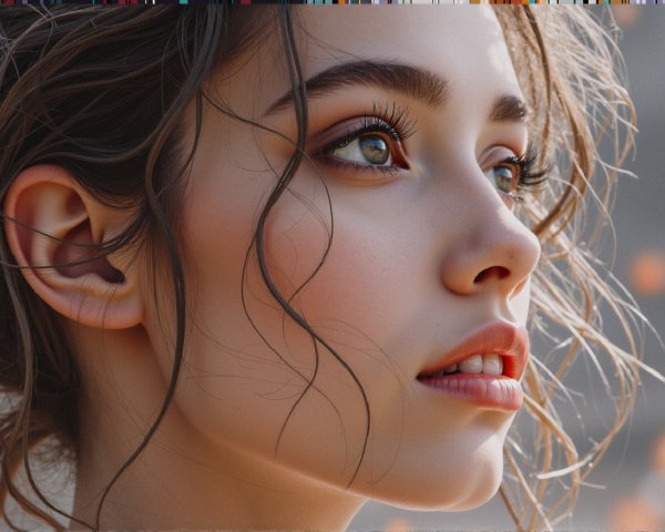 Close-Up Portrait of a Young Woman with Natural Makeup