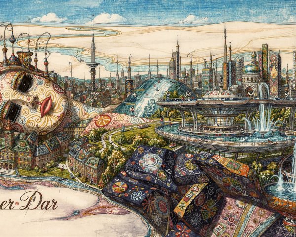 Fantasy City Illustration on Woman's Body