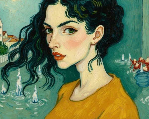 Young Woman in Mustard Top with Serene Background