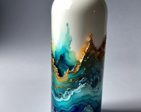 Artistic Glass Bottle with Ocean Wave Design