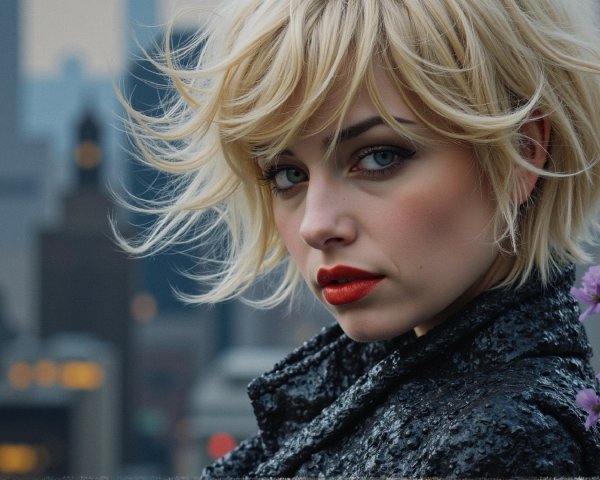 Portrait of a Young Woman with Urban Glamour Elements
