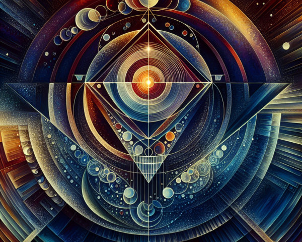 Geometric Design with Celestial Patterns and Colors