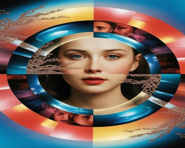 Portrait of a Woman with Abstract Circular Design