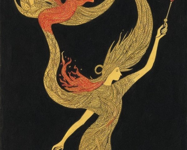 Whimsical Illustration of Ethereal Figures in Patterns