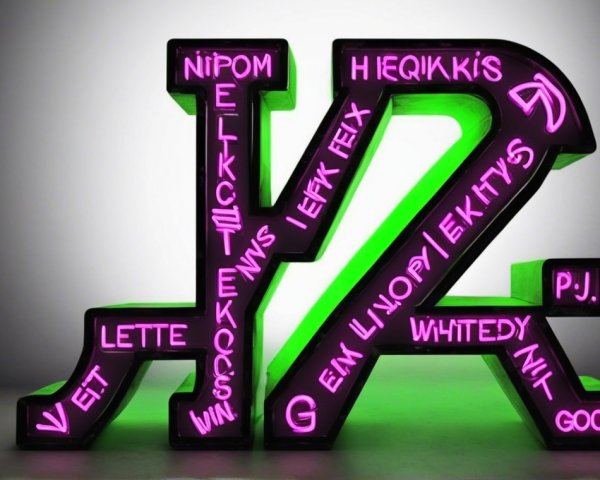 Colorful 3D Text Sculpture with Neon Lights