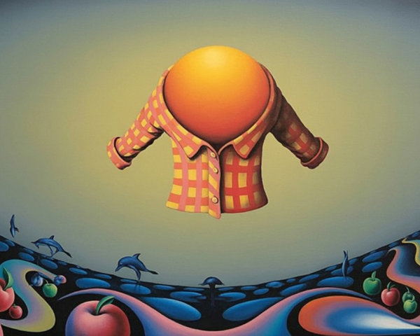 Surreal Artwork with Headless Figure and Vibrant Elements