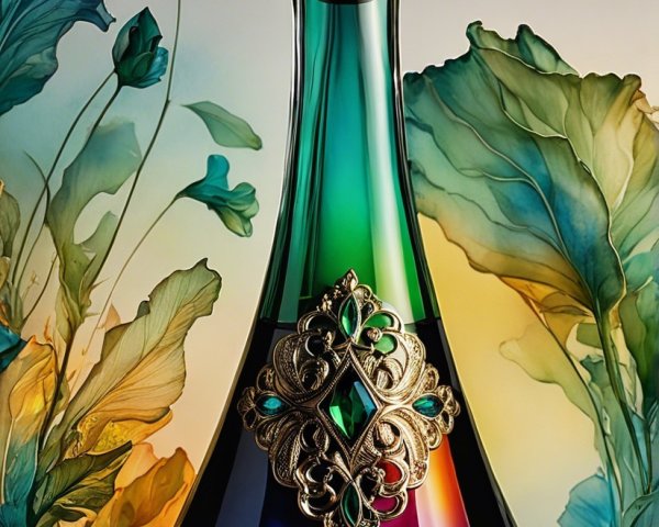 Unique Glass Decanter with Color Gradient and Gold Stopper