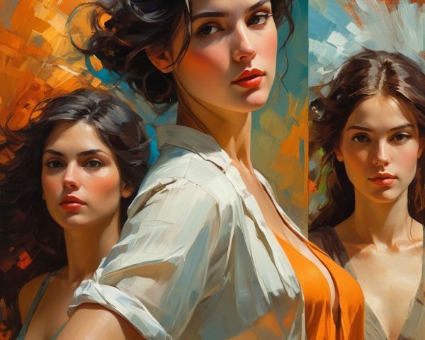 Portrait of a Woman in Three Distinct Poses