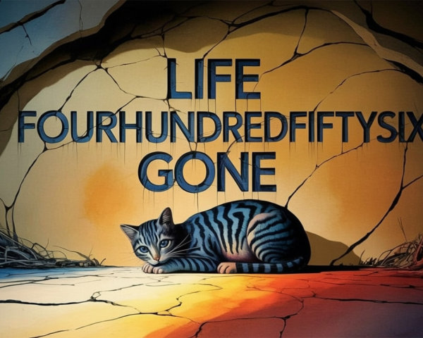 Stylized Cave Background with Cat and Bold Text