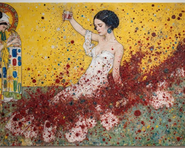 Vibrant Artwork of Celebration and Contemplation