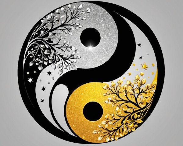 Stylized Yin-Yang Symbol with Intricate Designs