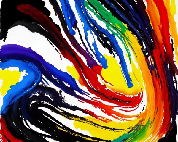 Vibrant Abstract Painting with Swirling Colorful Strokes
