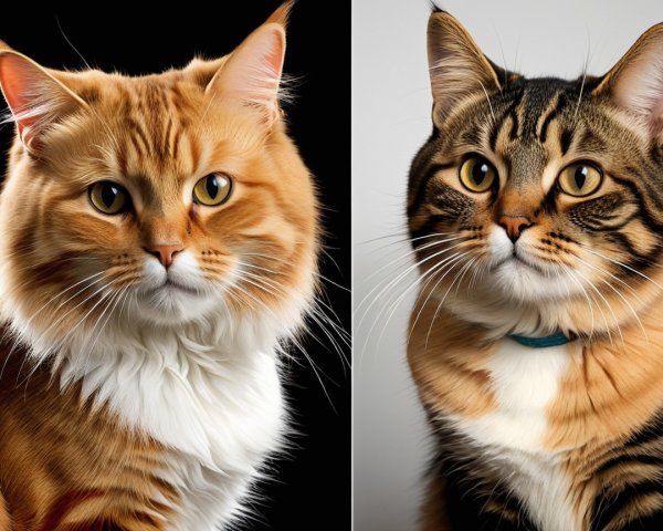 Two Cats with Contrasting Features and Backgrounds