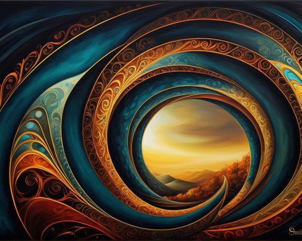 Vibrant Abstract Landscape with Swirling Colors