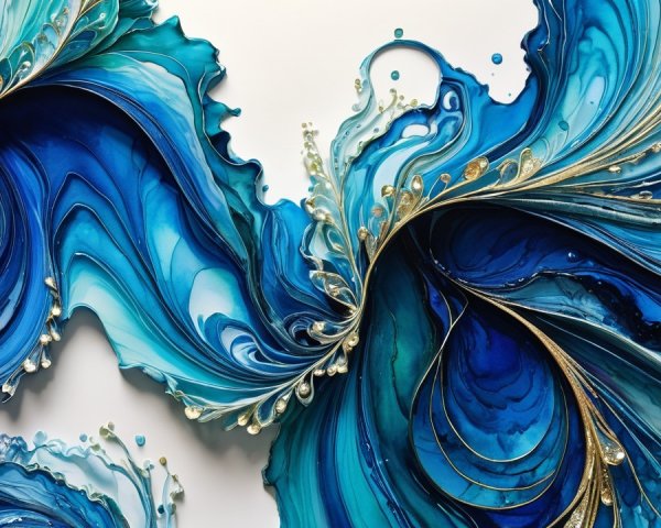 Abstract Design with Vibrant Blue and Teal Swirls