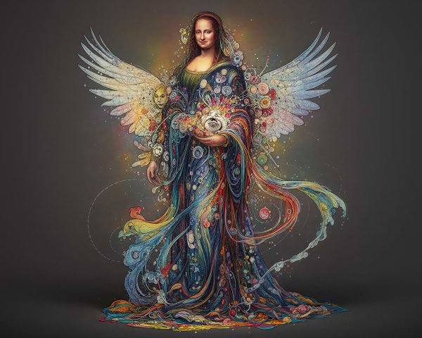 Whimsical Angelic Interpretation of the Mona Lisa