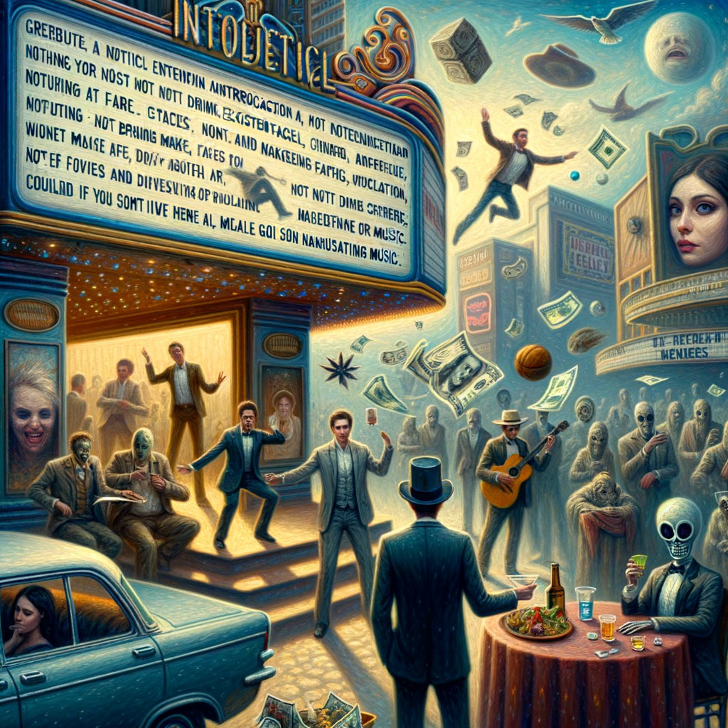 Surreal Urban Scene with Vintage Theater Elements