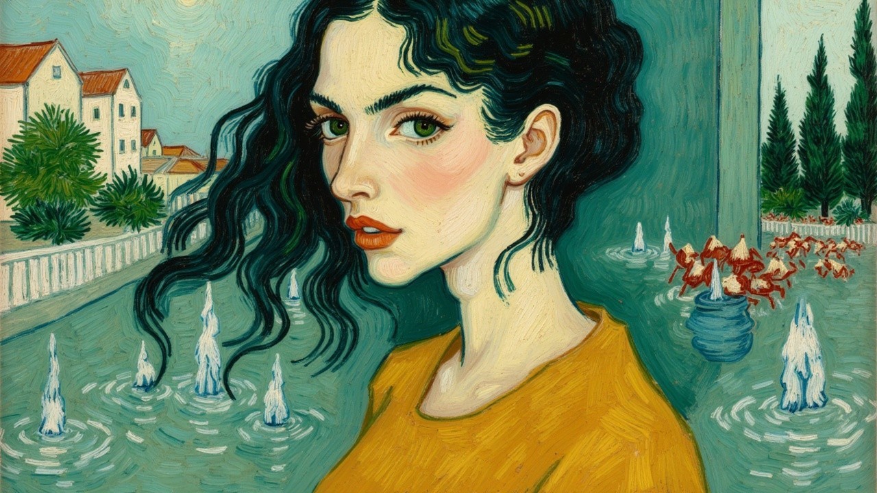 Young Woman in Mustard Top with Serene Background