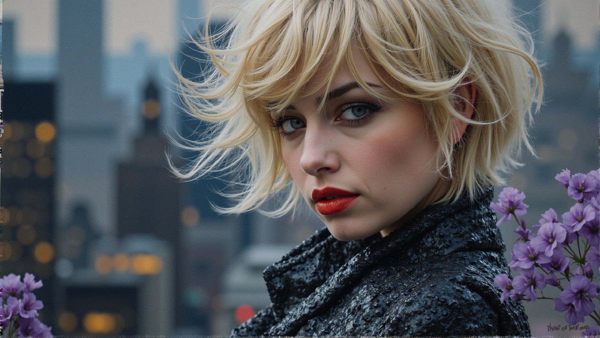 Portrait of a Young Woman with Urban Glamour Elements