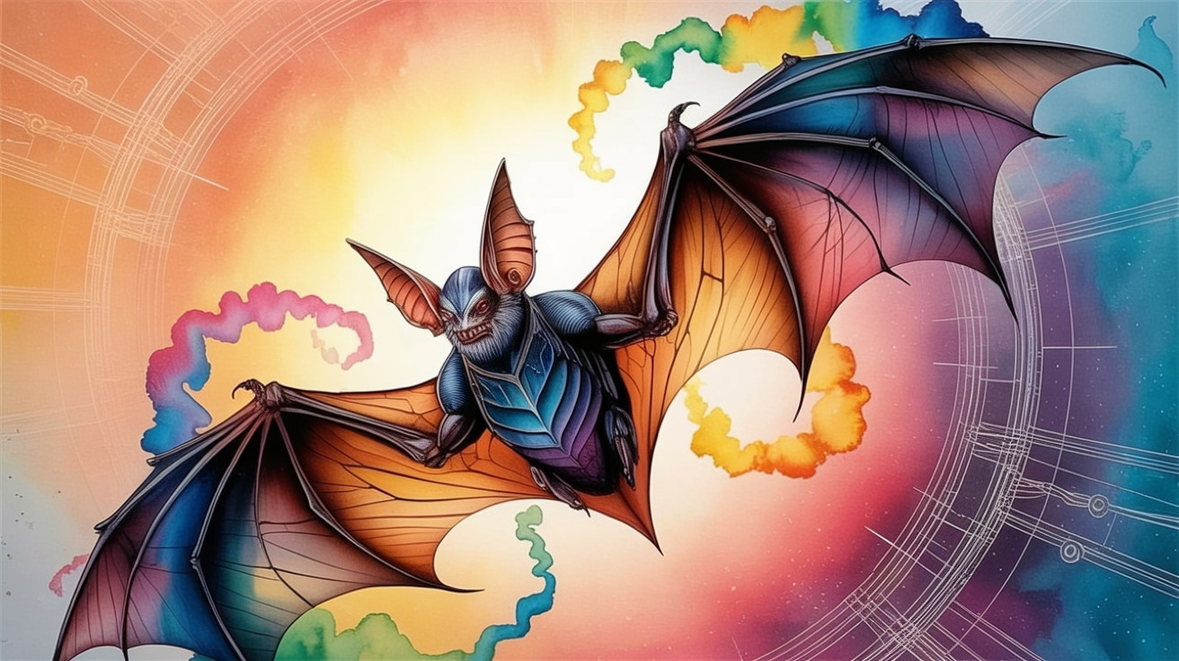 Vividly Colored Bat with Intricate Oversized Wings