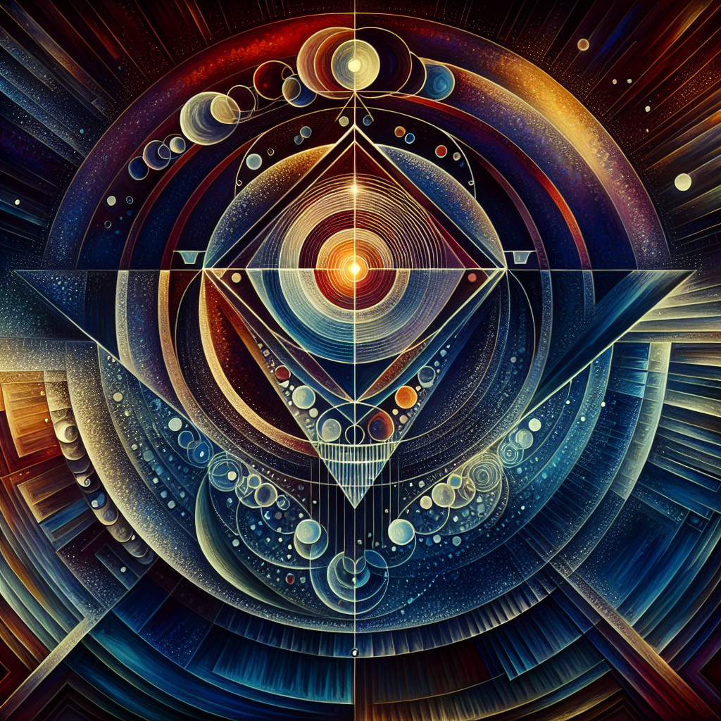 Geometric Design with Celestial Patterns and Colors
